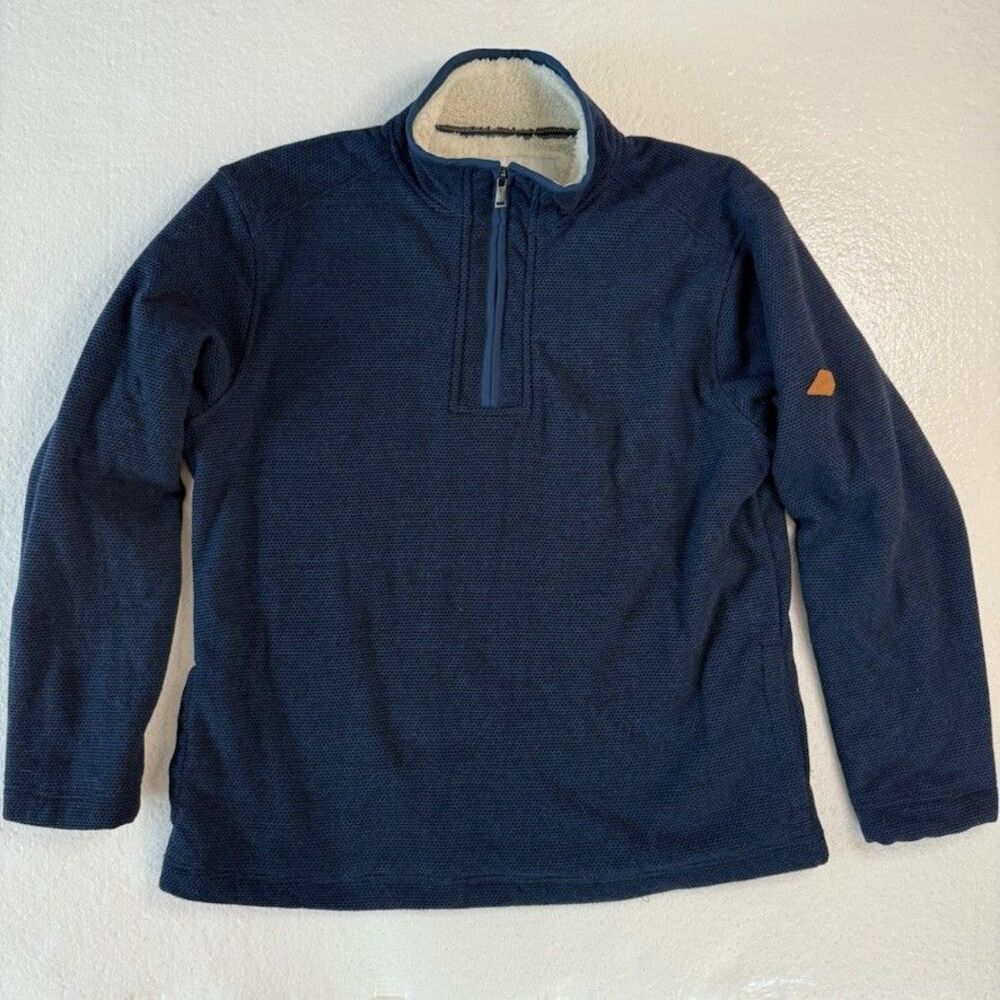 Orvis Sherpa Lined Navy Blue Medium 1/4 Zip Pullover Warm Layer